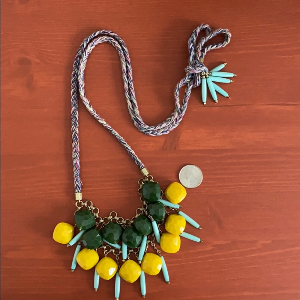 multi Stone Necklace with Braided Neck